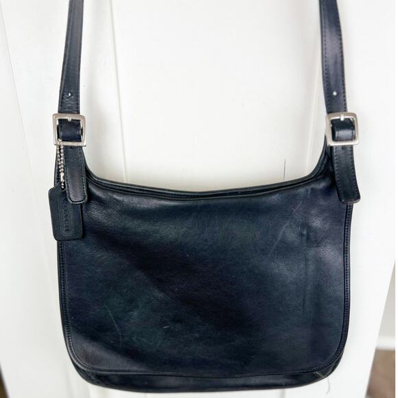 Vintage Coach Legacy Slim Hippie Leather Flap Saddle Crossbody Bag 9134 Black - Picture 15 of 16